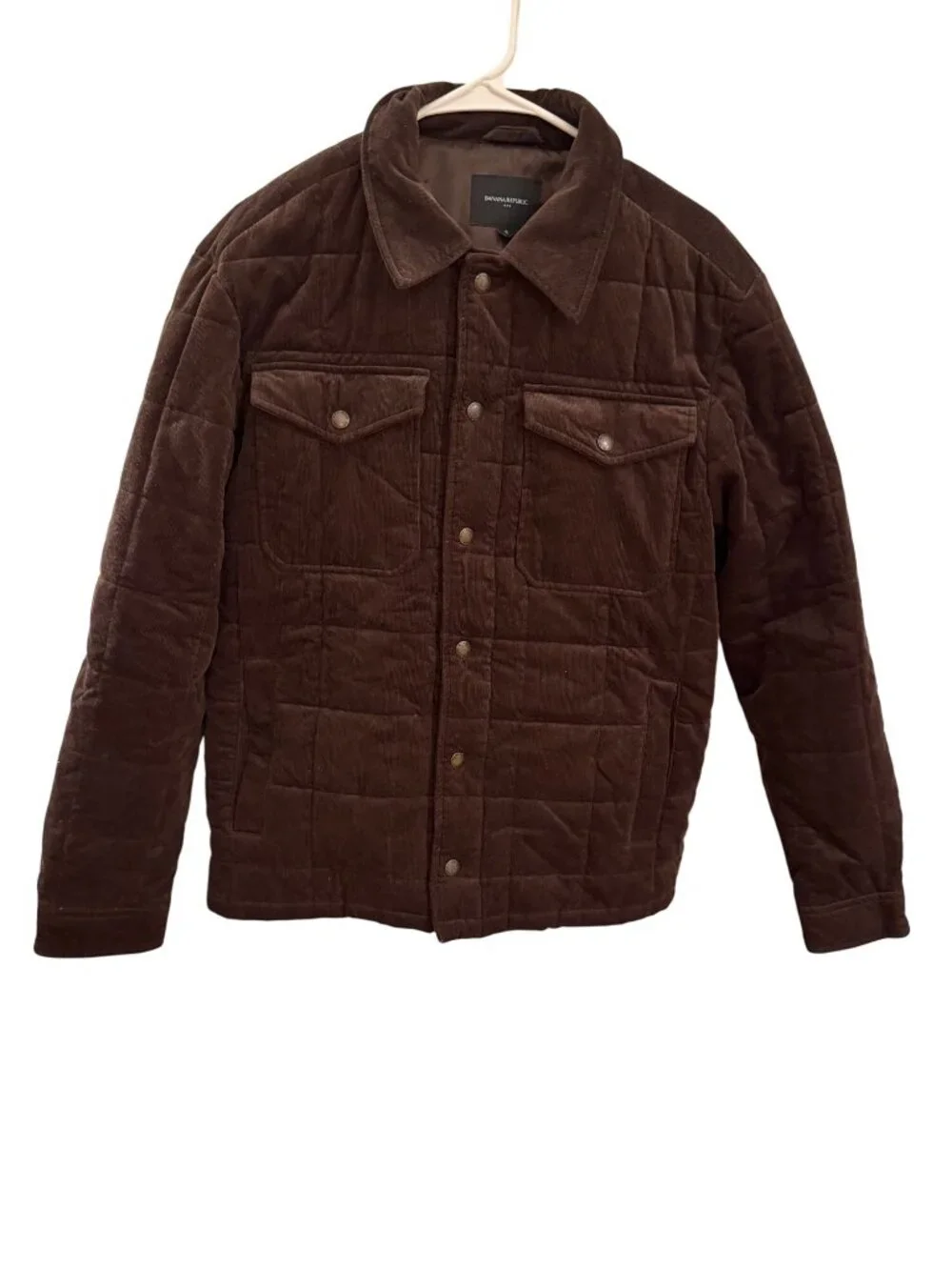 Banana Republic Quilted Corduroy Jacket‎ Brown Snap Front Shirt Jacket Men's Sm